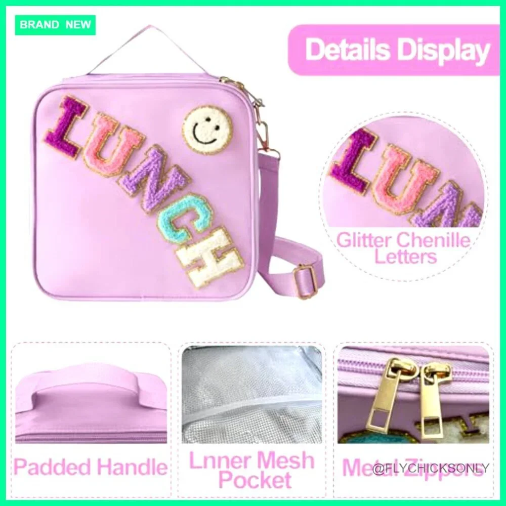 Large Insulated Lunch Tote with Adjustable Shoulder Strap, Nylon Material